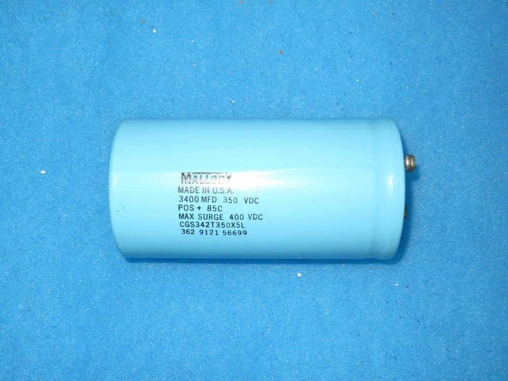 New Mallory Capacitor 3400MFD CGS342T350X5L 350VDC + 90 Day Warr.