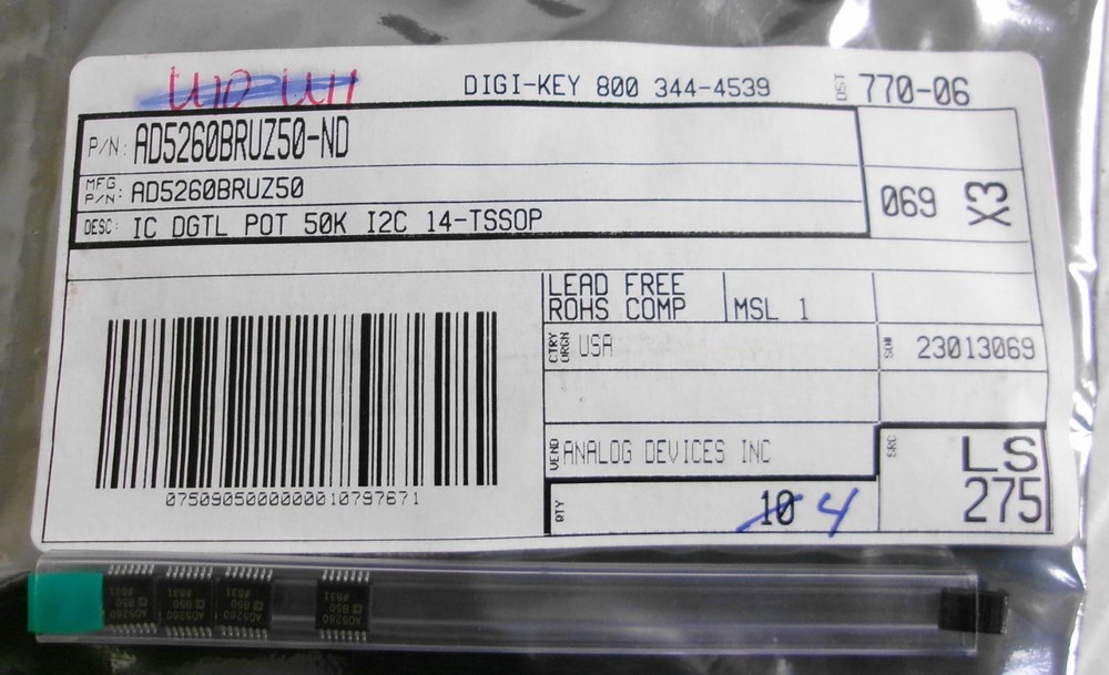 Analog Devices Inc AD5260BRUZ50 Digital Potentiometer (Lot of 4)