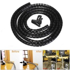 2m 10/22mm Cable Spiral Wrap Tidy Cord Wire Banding Storage Organizer Tool Black