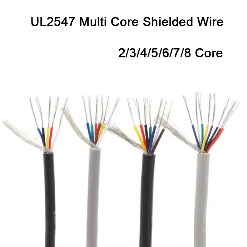 UL2547 Multi Core Cable 2/3/4/5/6/7/8 Cores Shielded Wire Black/Grey 18AWG~28AWG
