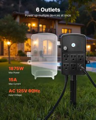 Outdoor Power Stake, 15 FT Extension Cord, Outdoor Power Strip Weatherproof with