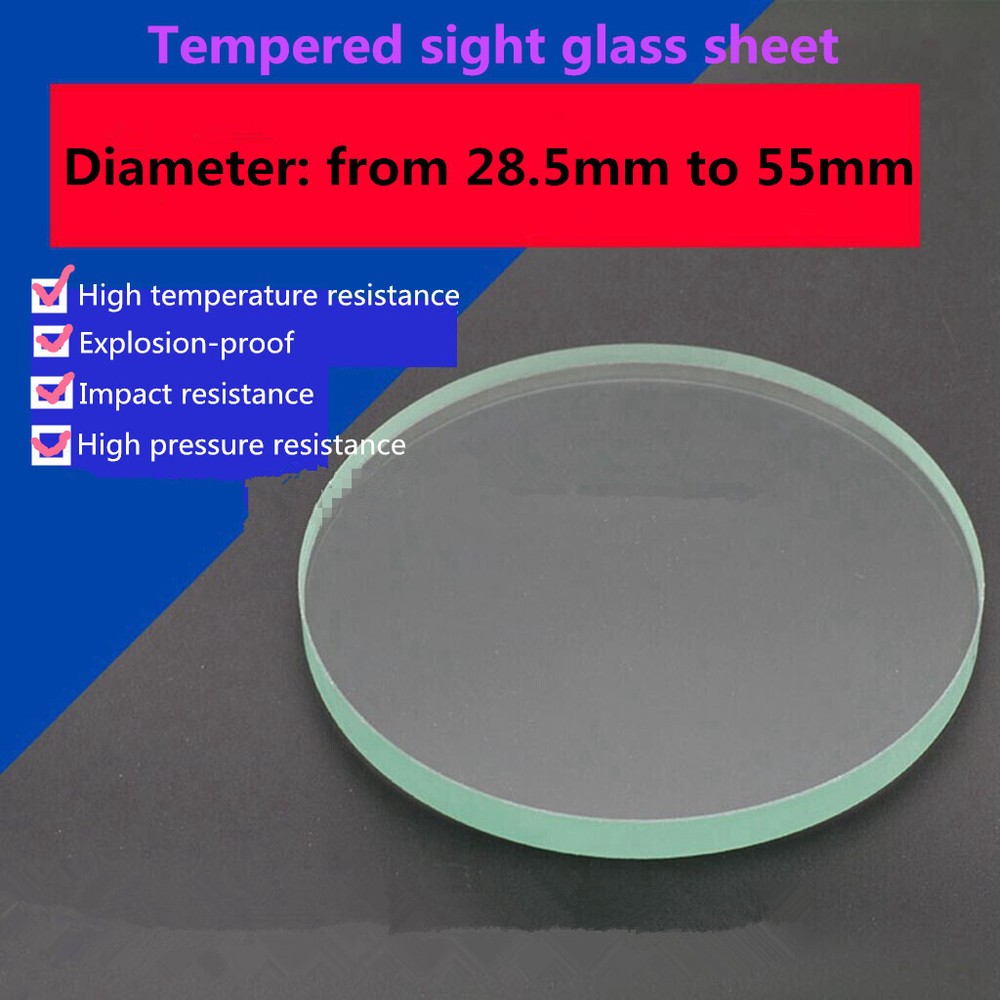 1Pc Tempered Sight Glass Sheet Circle Observation Lens Dia. 28.5mm to 55mm