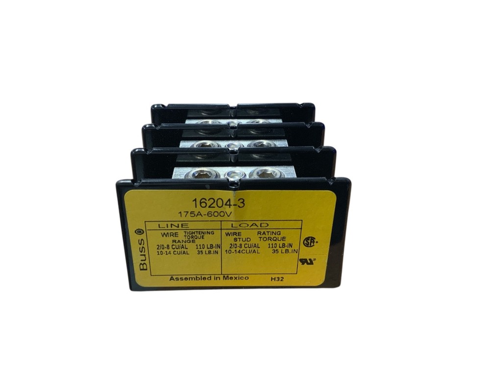 Buss 16204-3 Power Splice Block 3 Pole 175 A 600 V