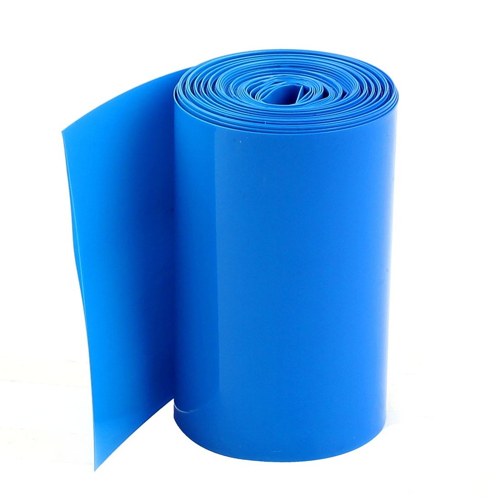5Meters 70mm Width PVC Heat Shrink Wrap Tube Blue for 4 x 18650 Battery Pack