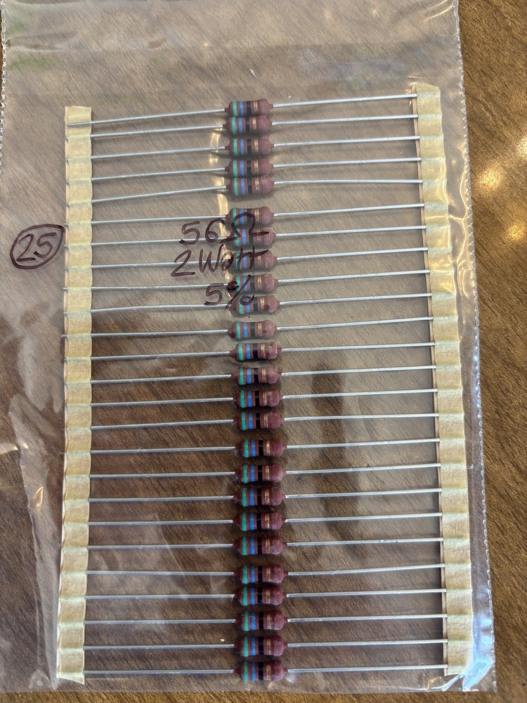 Lot of 25 56 Ohm 2 watt Resistors ± 5% New Old Stock