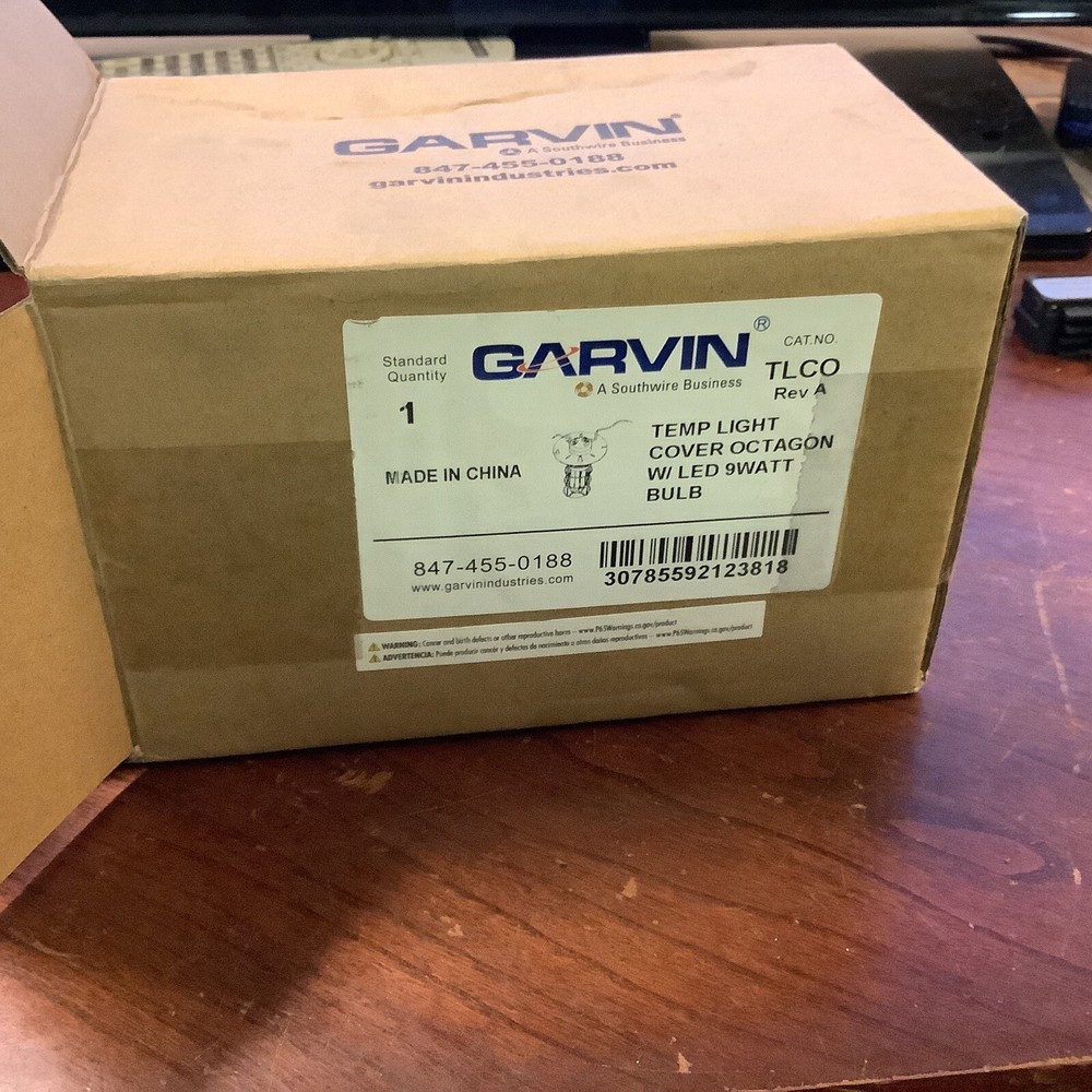 Garvin TLCO Temp Light For Round/Octagon Boxes W/9 Watt LED Theft Resistant