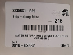 Applied Materials AMAT 0010-02532 Water Return Hose SST Flare Ftgs Chamber 3 New