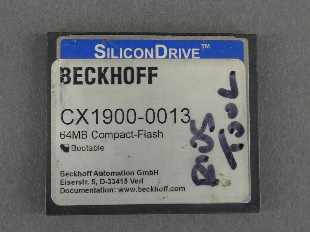 Beckhoff CX1900-0013 64MB Compact Flash Arbor Emcor 621 BIOS Upgrade CF Card