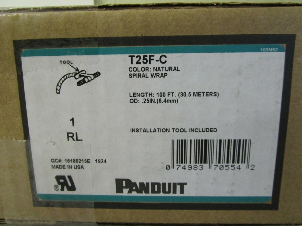 Panduit Spiral Wrap T25F-C 100 Feet OD .25 1/4″ – Natural Color