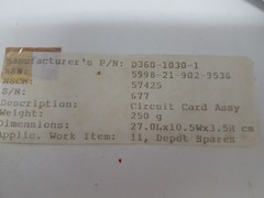5998-21-902-9536 Circuit Card Assembly D360-1030-1
