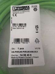 PHOENIX CONTACT VS-PNRJ45-PNRJ45-93B-20,0/1406408 PATCH CABLE 65ft LONG, NIB