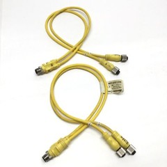 Lot of 2 Mencom MDC-3YFF-0.5M Splitter Y Cable Male to Female Cordset M12 3-Pole