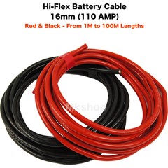 16mm2 110 A Amps Flexible PVC Battery Welding Cable Black Red Car Auto Van Boat