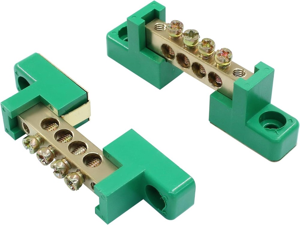 Brass Terminal Bus Bar 4 Position Screw Terminal Grounding Strip Block