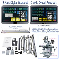 2/3 Axis Digital Readout DRO TTL 5um Linear Glass Scale Encoder Milling Lathe US