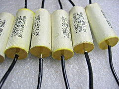 6 Piece Cornell Dubilier CDE Axial Polyester Film Capacitor .47 uF 400 vdc 10%