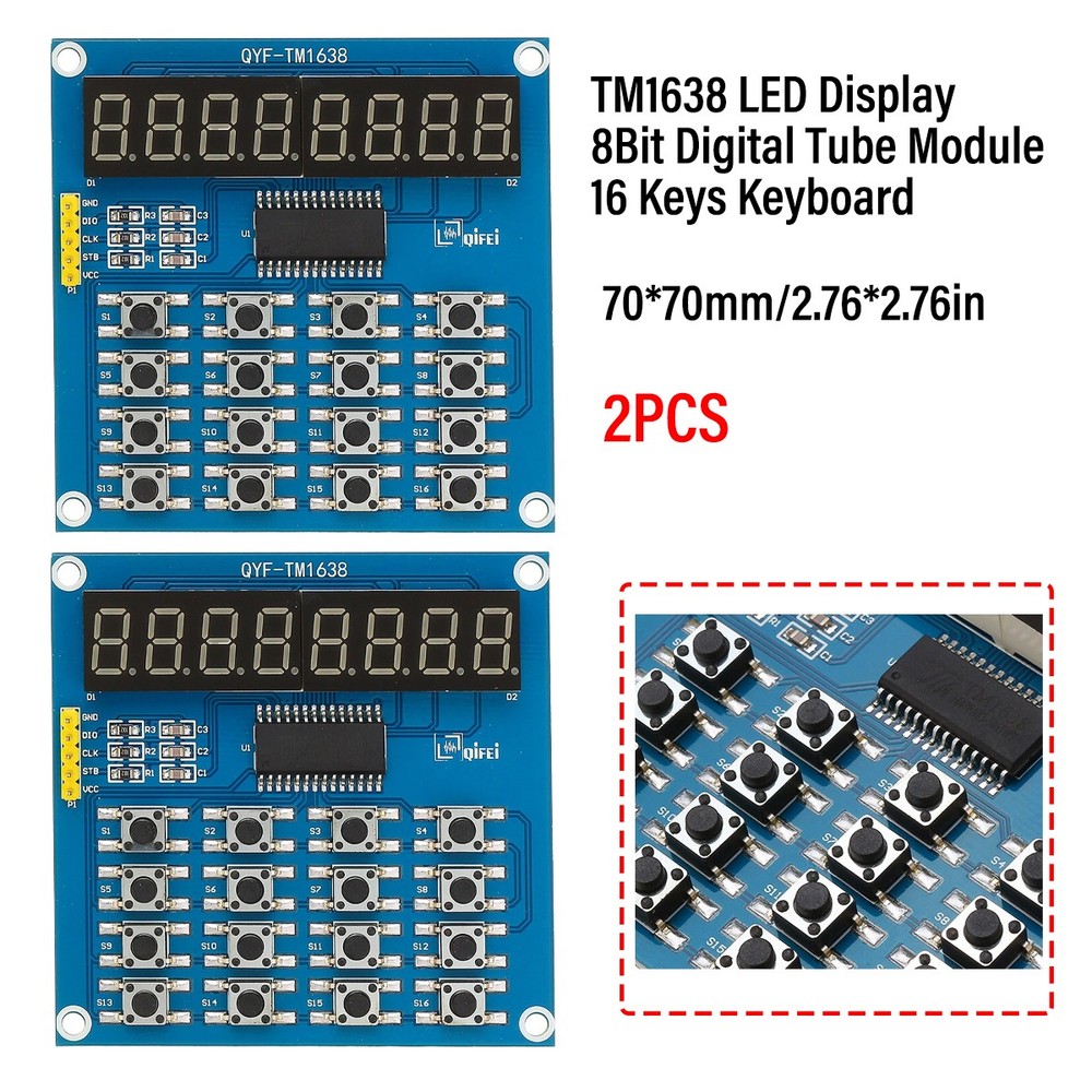 2X TM1638 LED Display 8Bit Digital Tube Module 16 Keys Keyboard for Arduino DIY