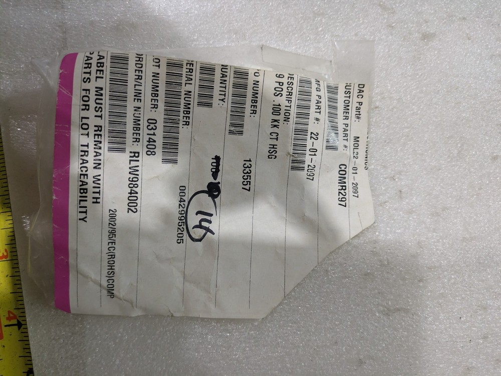 Molex 22-01-2097 KK 254 Connector Housing 9-Pin 2.54mm Receptacle Bag of 14
