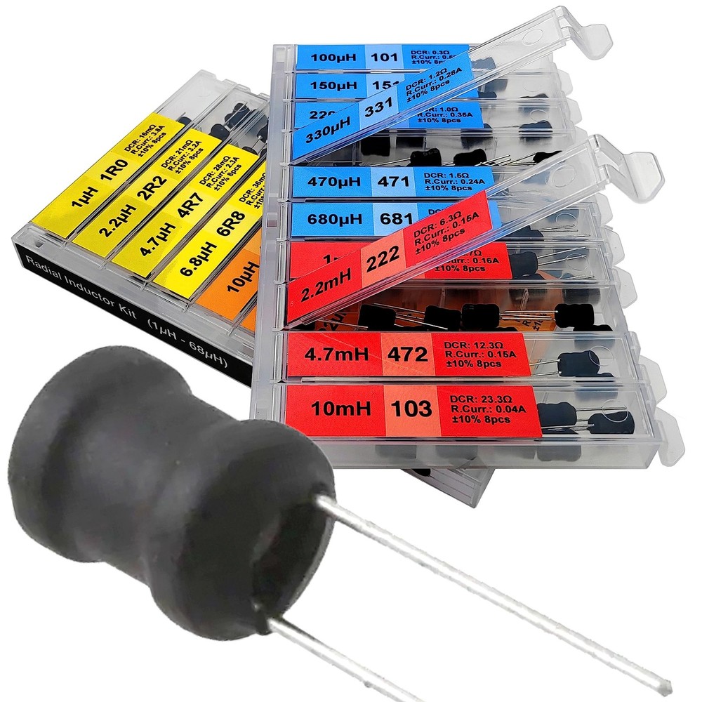 20 Values 160 Pcs Inductor Kit 1uH to 10 mH DIP Radial Power Choke Inductors …
