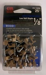 LOT OF 250 GARDNER BENDER WOOD 1/8″ LOW VOLTAGE STAPLES 10 PKS OF 25 PLT-1525L