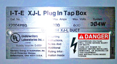 1 USED SIEMENS I-T-E X2004PBG XJ-L PLUG IN TAP BOX 200A 600V ***MAKE OFFER***