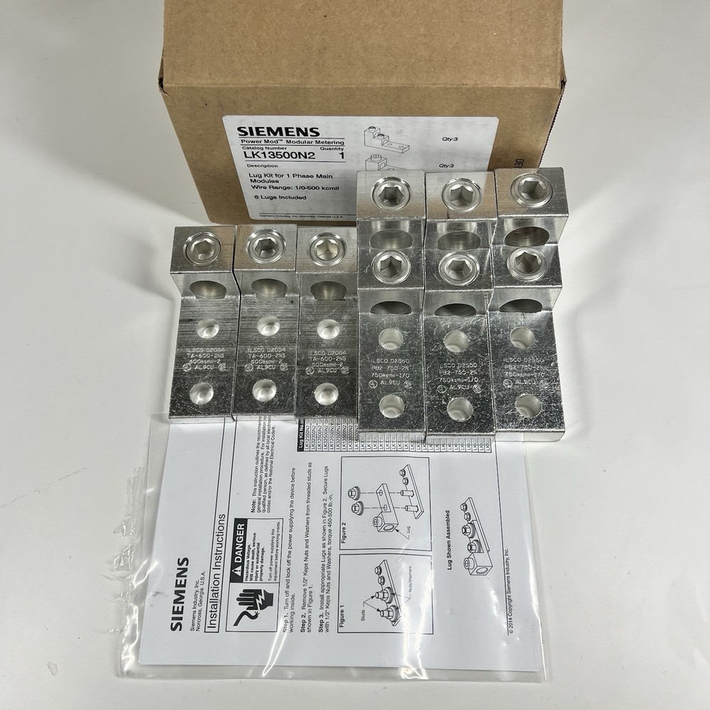Siemens Power Mod Lug Kit for 1 Phase Main Modules Wire Range: 1/0-500 kcmil NEW