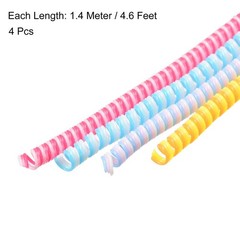 Spiral Cable Protector for USB Cord Sleeve 4.6 Feet Each, Red,Purple,Yellow,Blue
