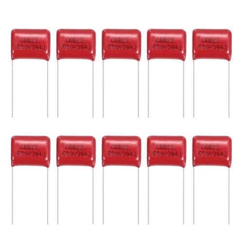 20Pcs CBB22 630V 394J 0.39UF Metallized Polypropylene Film Capacitors, Red