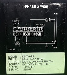 DataMax DMT-WR1 W/Var Single Phase Transducer DMT Series DMTWR1 1-Phase 2-Wire