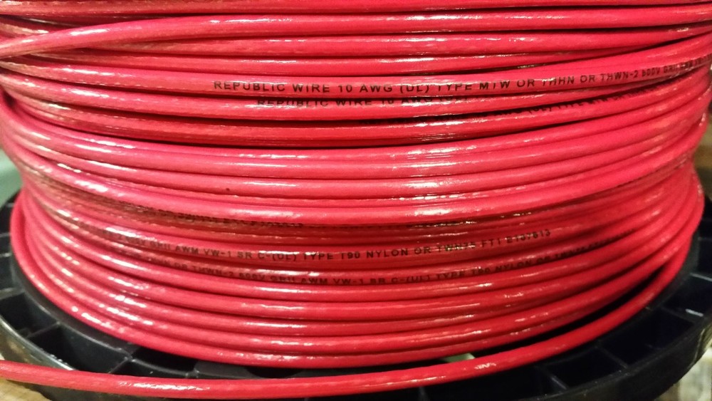 250′ THHN THWN 10 AWG GAUGE RED NYLON STRANDED COPPER BUILDING WIRE