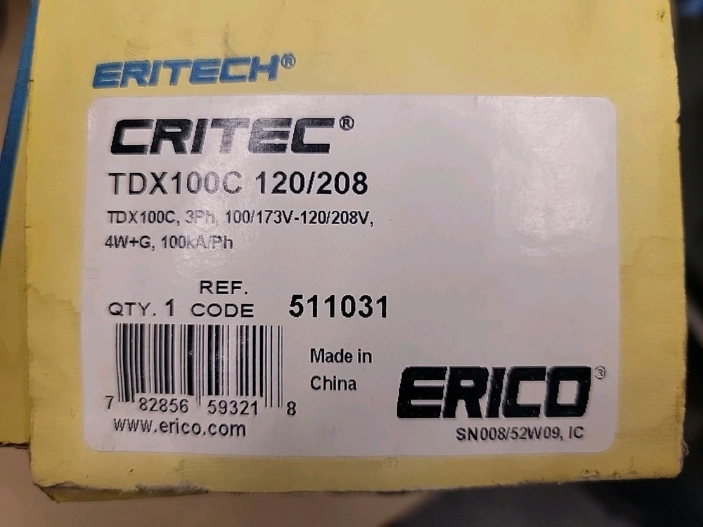 Erico Critec TDX100C120208 Compact TDX Panel Surge Protector 100 kA 120/208 V