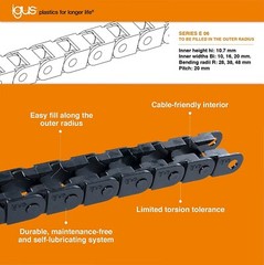 Igus Energy Chain Series E06 E06.10.018, 6ft /2m, cable and hose carrier w/ends