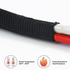 Heat Shrink Braided Wire Conduit 2:1 Ratio Flexible Wear-Resistant Sleeve Lot