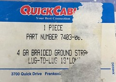 QUICK CABLE ® 4 GA BRAIDED GROUND STRAP 7403-001 LUG-TO -LUG 13” LONG – QTY 2