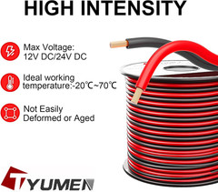 40FT 18 Gauge 2Pin 2 Color Red Black Cable Hookup Electrical Wire LED Strips Ext