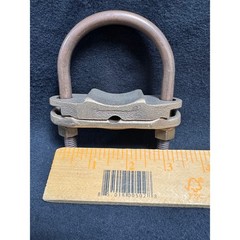 Qty 1 – NOS GPL-33 / 2″ IPS, 4 – 2/0 Bronze Copper U-Bolt Ground Clamp