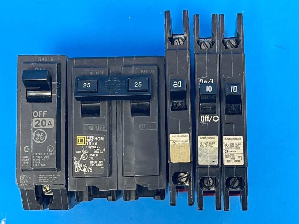 Cutler Hammer QCR1010, QCR1020, Square D HOM225,&GE Type RT-692 Circuit Breakers