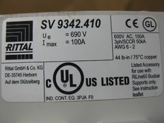 Rittal SV 9342.410 Bus BusBar Breaker Adapter 600V 100A