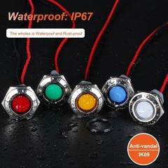 2PCS 16mm Metal 5/8 Mounting Hole Indicator Light