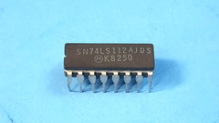 ONE-Ceramic IC, SN74LS112AJDS, dual J-K negative edge-triggered flip-flop, 16pin
