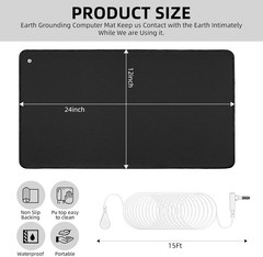 Durable Grounding Pad Kit for Better Sleep: 12×24 with 15ft Cord & Wriststrap