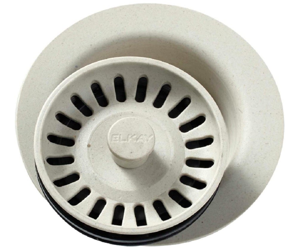 Elkay LKQD35BQ Plastic Disposer Flange with Basket Strainer and Stopper, Bisque