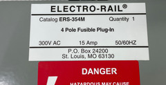 Electro-Rail 4 Pole Fusible Plug-In 300Vac 15A ERS-354M