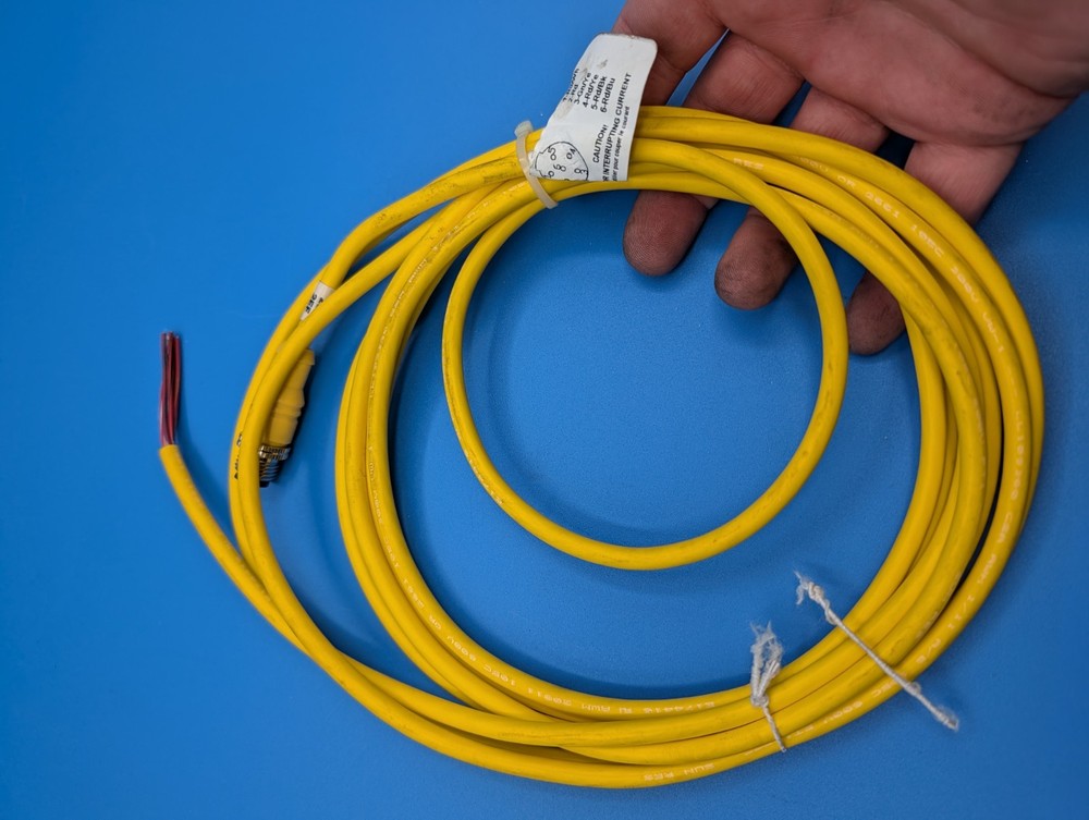 Mencom MAC-6MP-4M 1/2-20 Cordset, 6 Pole, Male Straight, 4 M