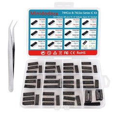 49Pcs Logic IC Assortment Kit 25 Types with Sockets for Electronic Projects