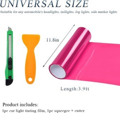 Pink Car Light Tint Film Roll, 11.8″ x 47.2″ Self-Adhesive Vinyl W Color: Pink