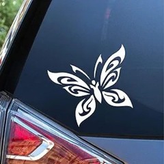 Tribal Butterfly White Vinyl Decal for Cars, Trucks, Vans, Walls, Laptop | 5 Inc