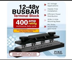 Pike Industries 400 Amp Copper Busbar with 4 Stud Connections, Compact Design