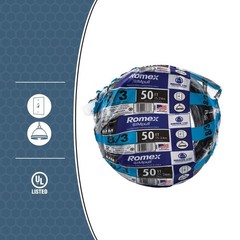 Southwire 63949232 8/3 Romex Type Nm-B W/g Non-Metallic Wire, 50 ft, Black