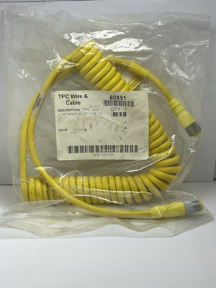 TPC Wire & Cable 60851 Super-Trex DC Micro 4-Pin M/F Coiled Cordset 1-5ft NEW